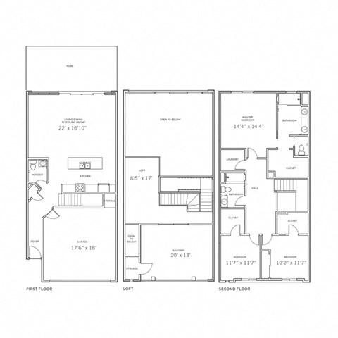 Floor plan for 3 beds, 2.5 baths, 2560 sqft